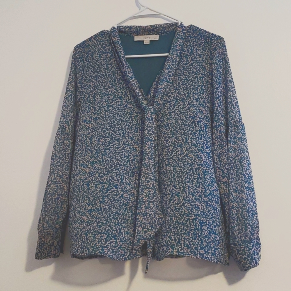 3 For $15 EUC Loft Long Sleeve Blouse with Tie Front